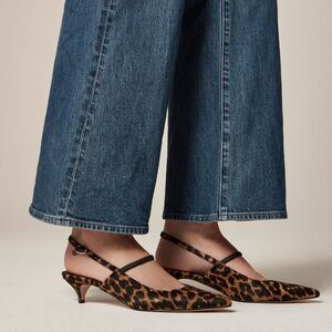 NEW J Crew 7.5 Robin Slingback Kitten Heels Leopard Tan-Print Calf Hair $248